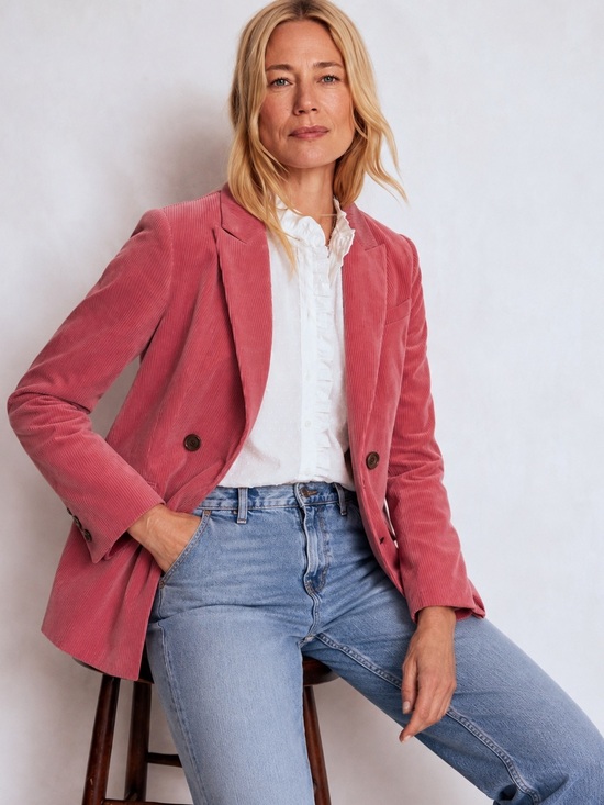 Talbots Jackets & Blazers - Talbots Petite Pink Cotton Corduroy Double Breasted Blazer 14P